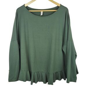 Peppermint USA Women Top Knit Blouse Dolman Sleeve Size XL Green